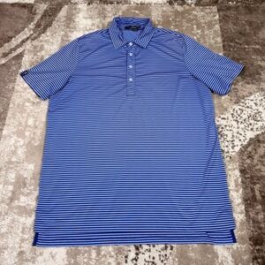 RLX Ralph Lauren Shirt Mens XL Performance Stretch Polo Golf Blue Striped